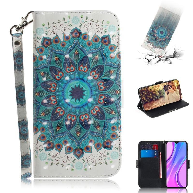 Folt PU bőr pénztárca tok Xiaomi Redmi 9 - mandala
