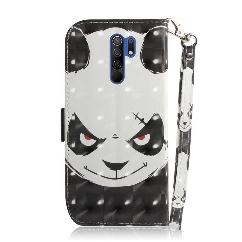 Spot PU bőr pénztárca tok Xiaomi Redmi 9 - dühös panda