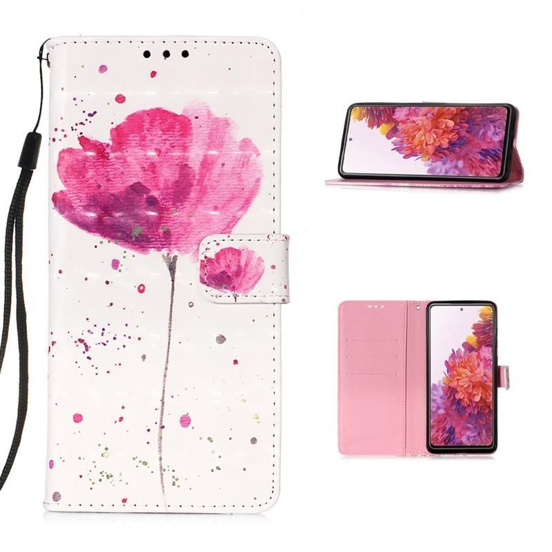 Spot PU bőr pénztárca tok Samsung Galaxy S20 FE/S20 FE 5G - rózsaszín virág