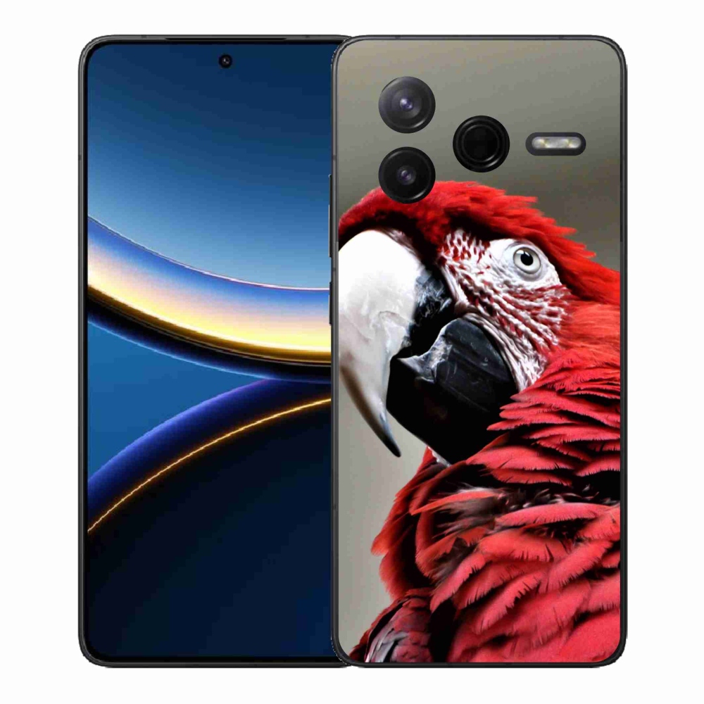 Gél borítás mmCase a Xiaomi Poco F7 Pro készülékhez - papagáj ara piros