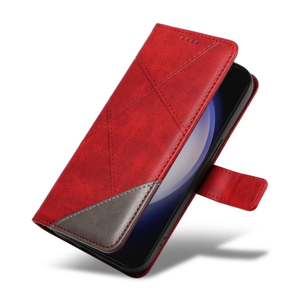 Háromszög alakú könyvtáska Samsung Galaxy S24+/S25+ készülékhez - piros