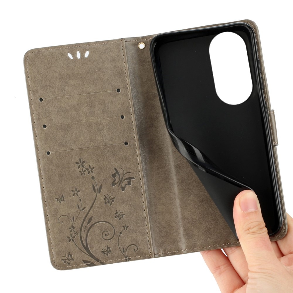 Virágok könyvtáska Honor 90 - szürke