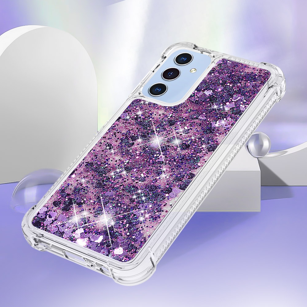 Glitter homokóra zselés tok Samsung Galaxy A17 4G/5G - sötét lila/szív