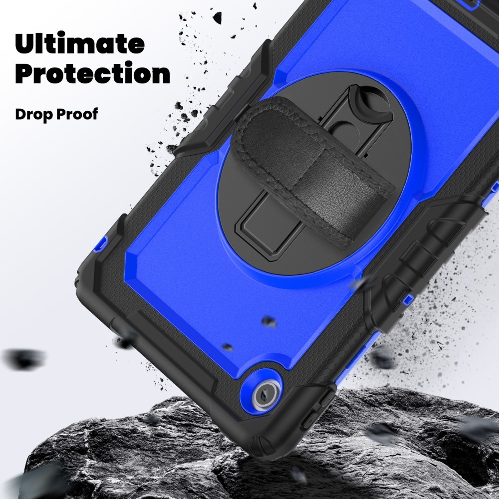 Strap Tartós borító kéztartóval és vállpánttal Lenovo Tab 10.1 (2025) - Fekete/Kék