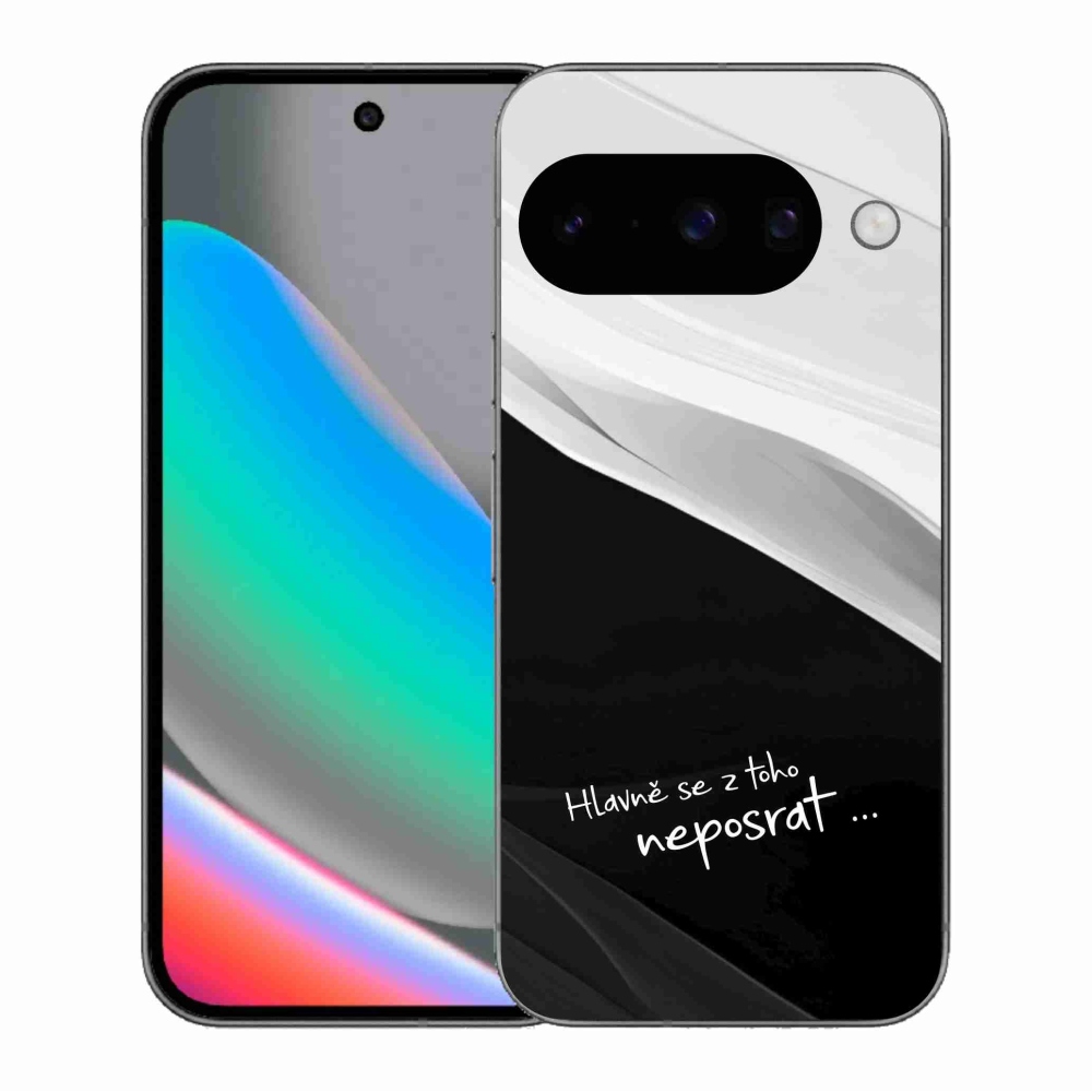 Gél borító mmCase a Google Pixel 10 számára - vicces szöveg 13 fekete-fehér háttérrel