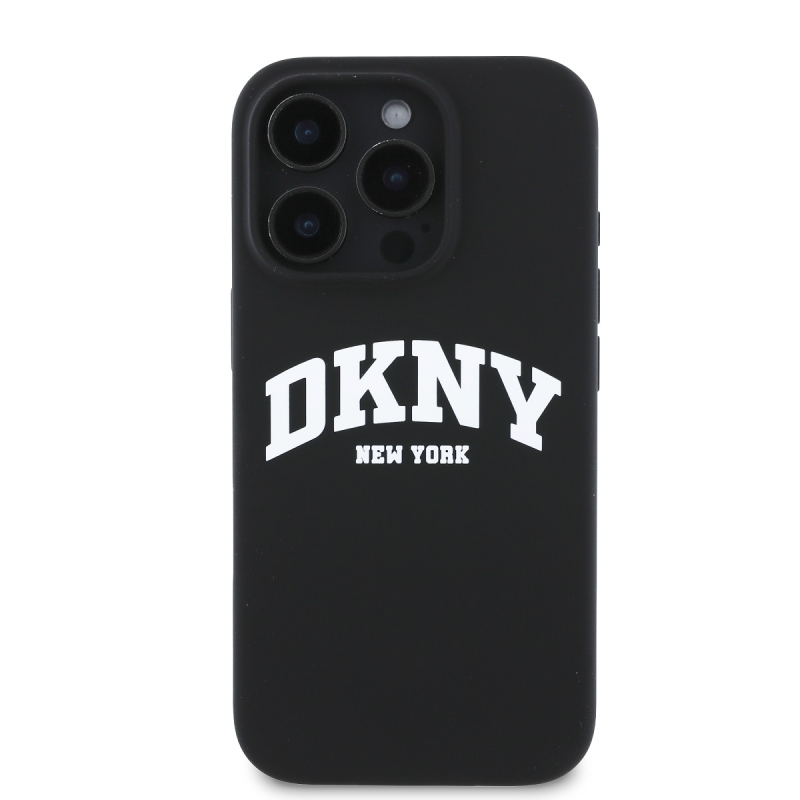 DKNY Liquid Silicone Arch Logo MagSafe hátlap iPhone 16 Pro Max-hoz fekete