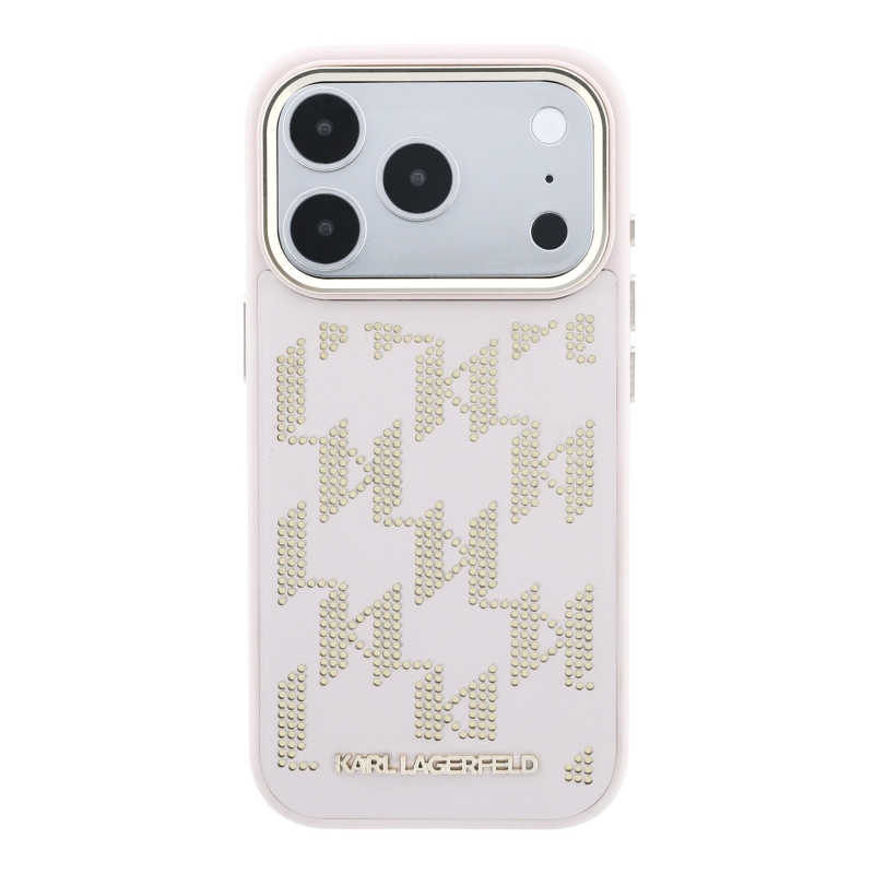 Karl Lagerfeld PU perforált Monogram MagSafe hátlap az iPhone 17 Pro-hoz, rózsaszín