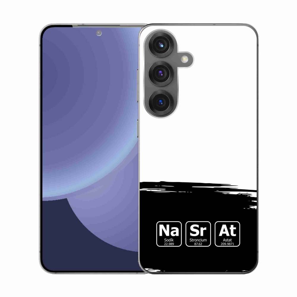 Gél borító mmCase Samsung Galaxy S25 - kémiai elemek fekete és fehér háttérrel