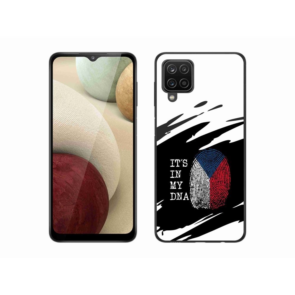 Gél borító mmCase Samsung Galaxy A12 - zászlós ujjlenyomat fekete és fehér háttérrel