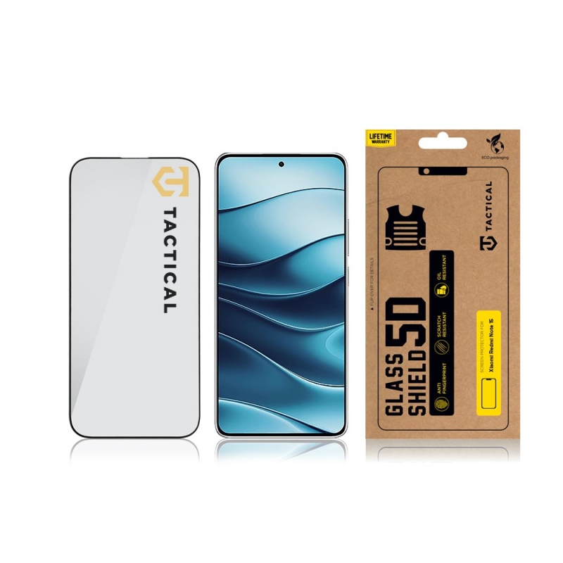 Taktikai üvegpajzs 5D üveg a Xiaomi Redmi Note 15 Fekete számára