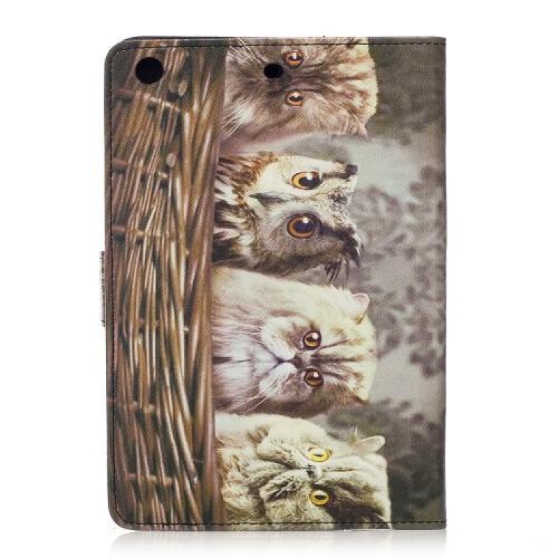 Színpad PU bőr tok iPad mini, iPad mini 2, iPad mini 3 - macskák és baglyok