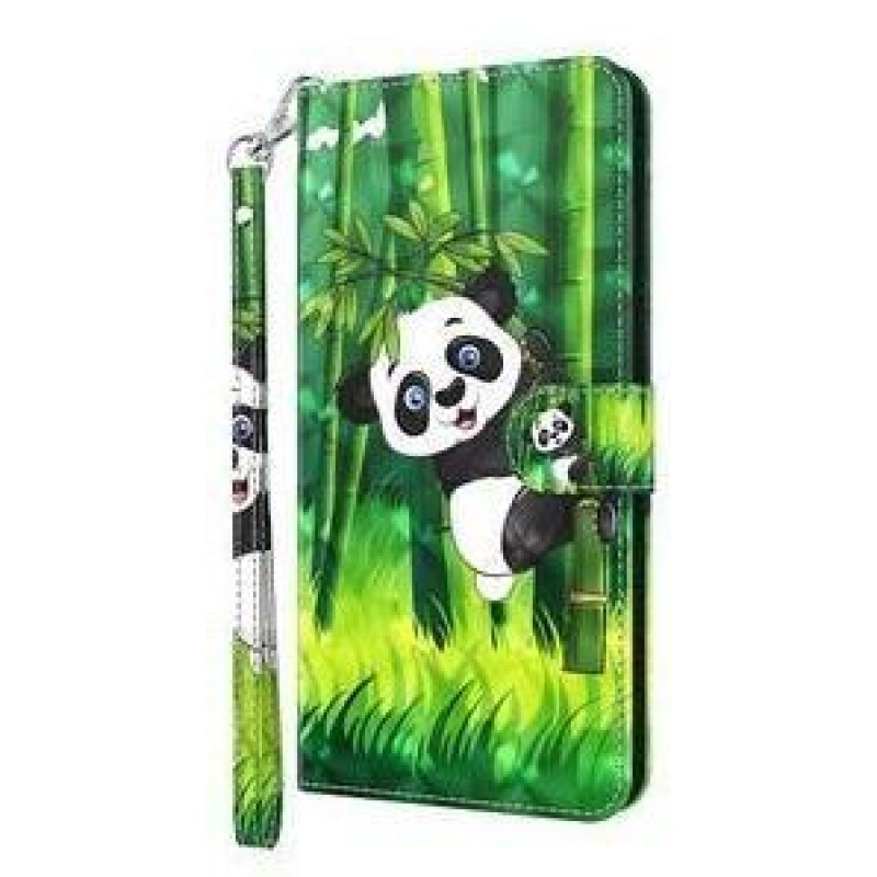 Állvány PU bőr pénztárca tok Nokia 5.4 - panda a bambuszon