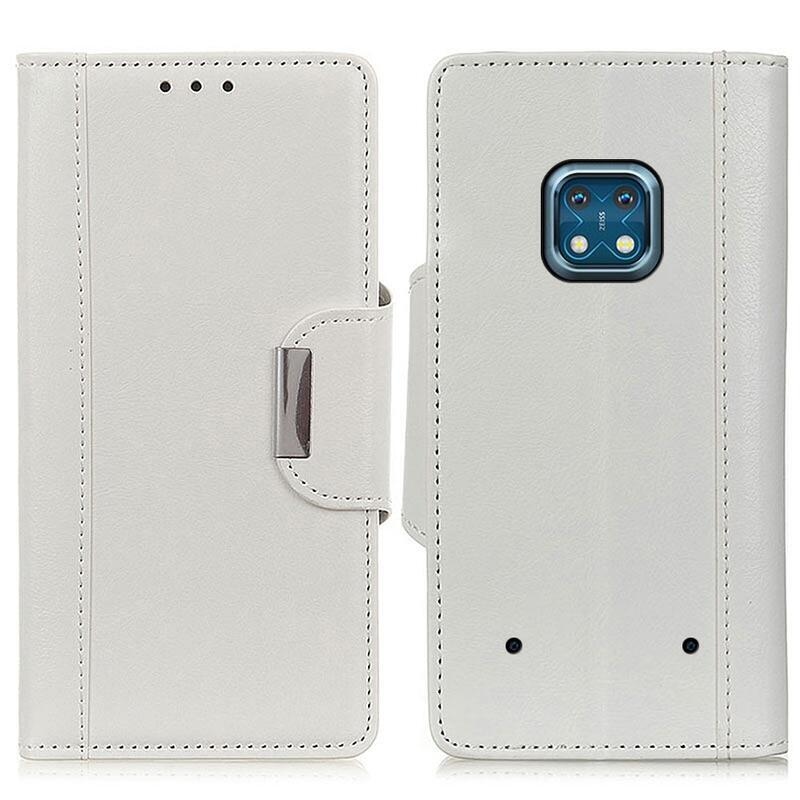 Állványos PU-bőr pénztárca tok Nokia XR20 készülékhez - fehér