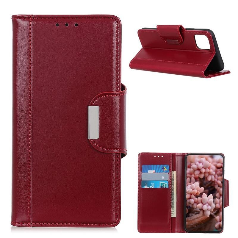 Állvány PU bőr pénztárca tok a Xiaomi Mi 11-hez - piros