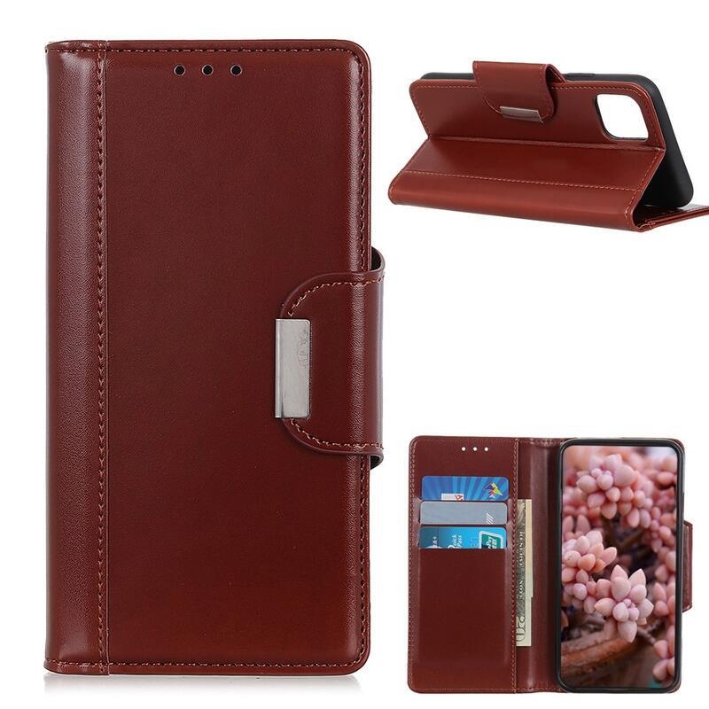 Állvány PU bőr pénztárca tok Xiaomi Mi 11-hez - barna