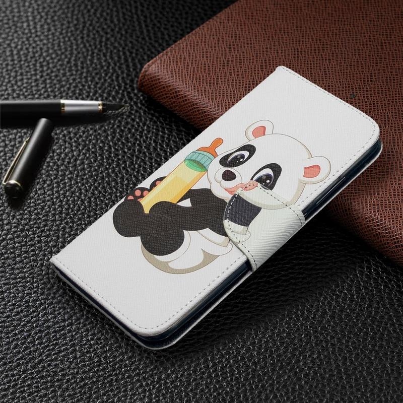 Állvány PU bőr pénztárca tok Xiaomi Redmi 8A - panda és palack