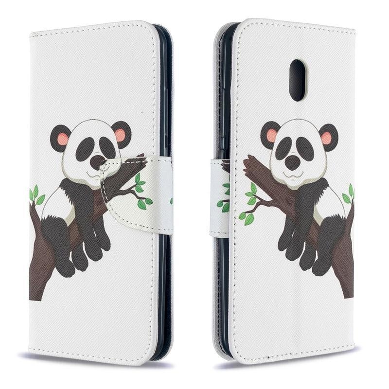 Állvány PU bőr pénztárca tok Xiaomi Redmi 8A - panda egy fán