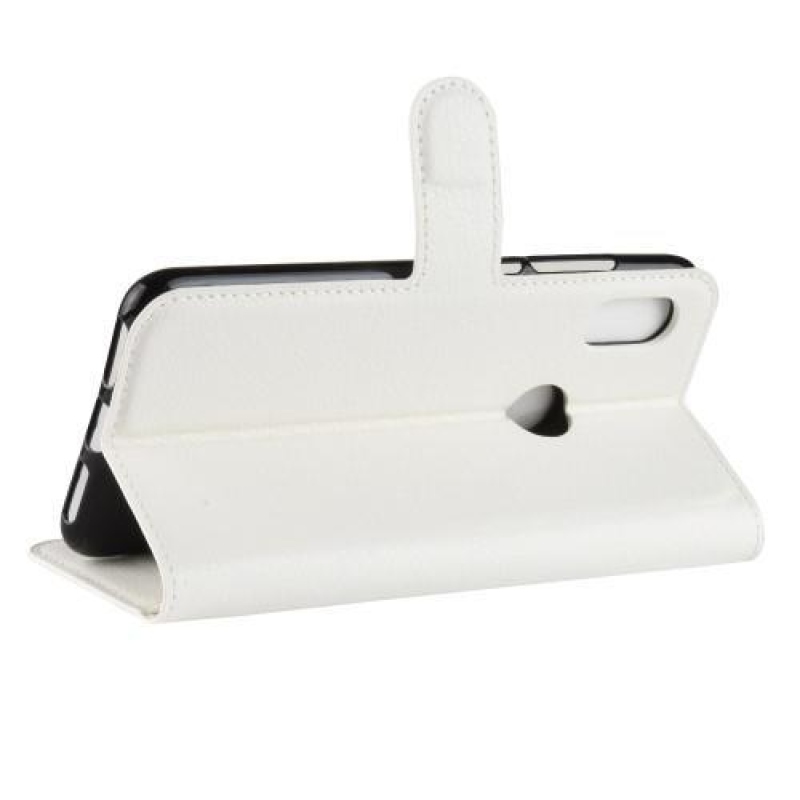 Állvány PU bőr pénztárca tok Xiaomi Redmi Note 6 Pro - fehér