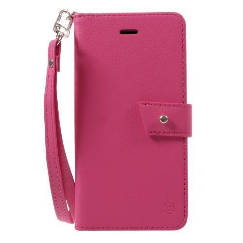 Állványos PU bőr tok csatos zárral iPhone X készülékhez - rózsaszín