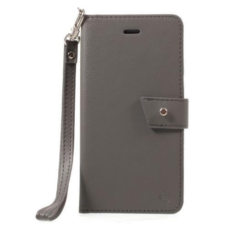 Állvány PU bőr tok csatos zárral iPhone X készülékhez - szürke