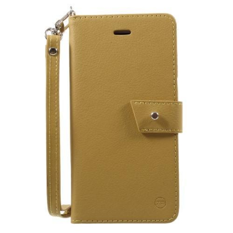Állvány PU bőr tok csatos zárral iPhone X készülékhez - arany színű
