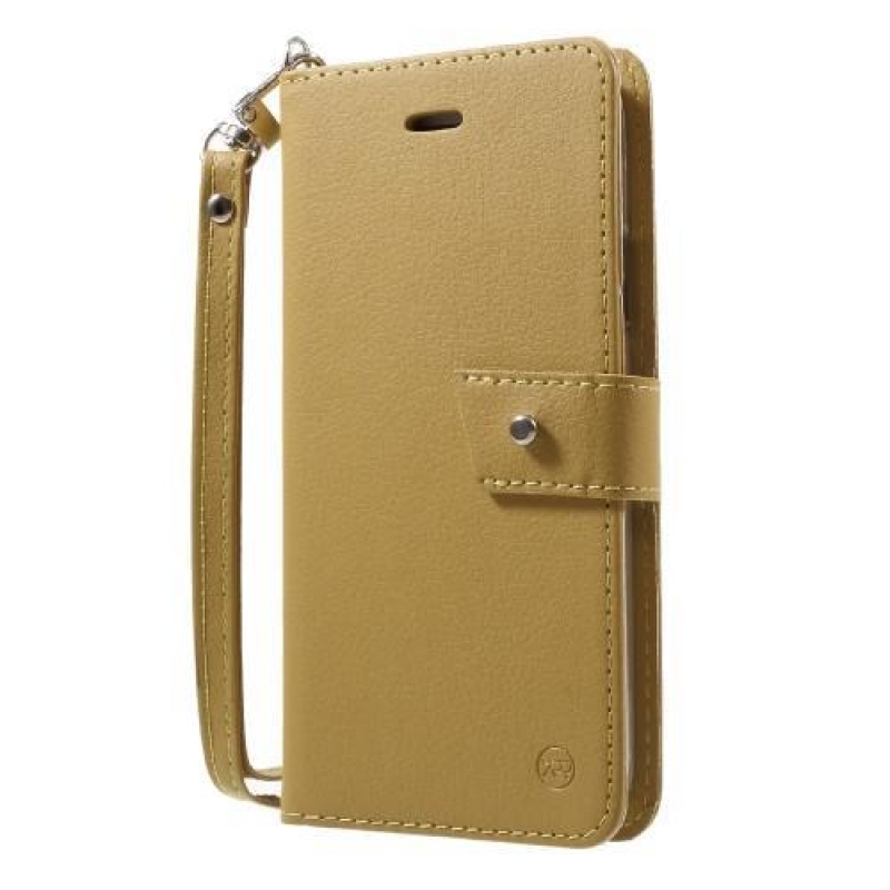 Állvány PU bőr tok csatos zárral iPhone X készülékhez - arany színű