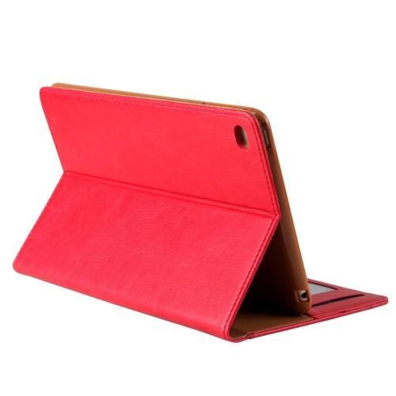 Standy PU bőr tok rekeszekkel iPad mini 4 készülékhez - piros színben