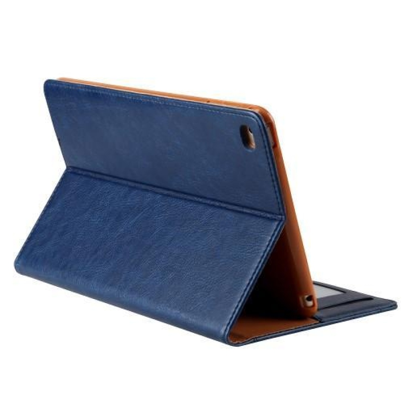 Standy PU bőr tok rekeszekkel iPad mini 4 készülékhez - kék