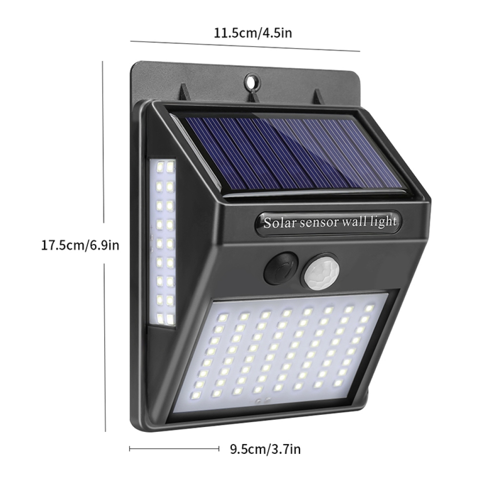 Nagy teljesítményű, napelemes LED fali lámpa érzékelővel