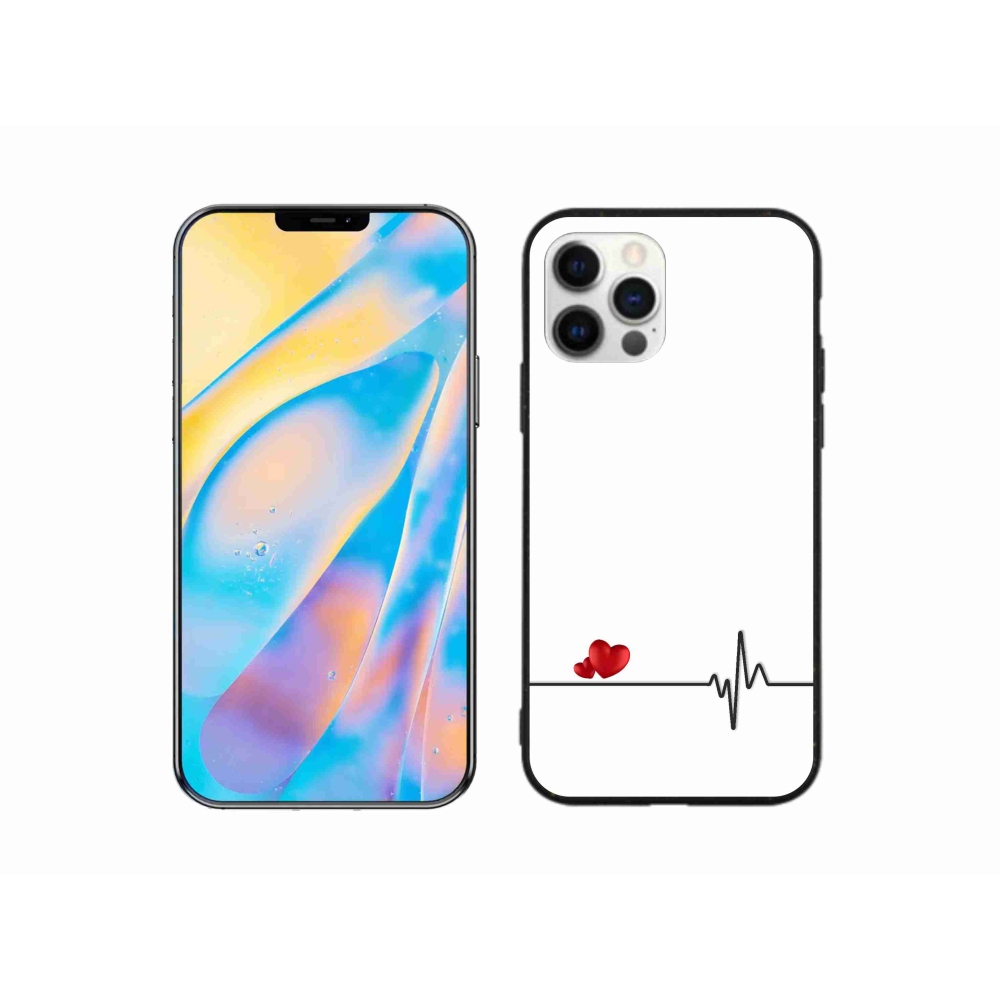 Gél borítás mmCase iPhone 12 készülékhez - szív és szívverés fehér háttérrel