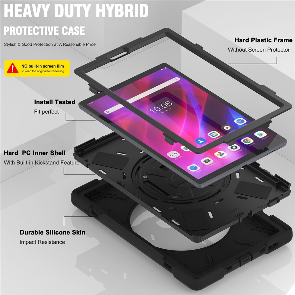 Pántos tartós tok kéztartóval és vállpánttal Lenovo Tab M10 Plus TB-X606F/X/V-hez - fekete