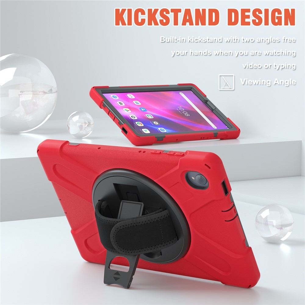 Pántos tartós tok kéztartóval és vállpánttal Lenovo Tab M10 Plus TB-X606F/X/V-hez - piros