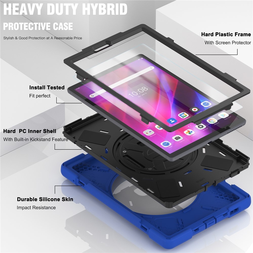 Pántos tartós fedél kéztartóval és vállpánttal Lenovo Tab M10 Plus-hoz TB-X606F/X/V - kék