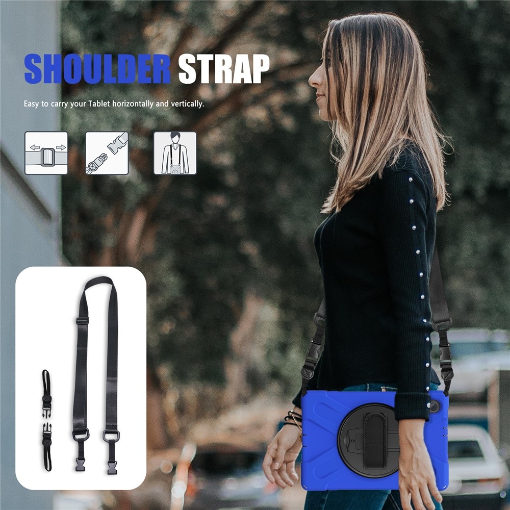 Pántos tartós fedél kéztartóval és vállpánttal Lenovo Tab M10 Plus-hoz TB-X606F/X/V - kék