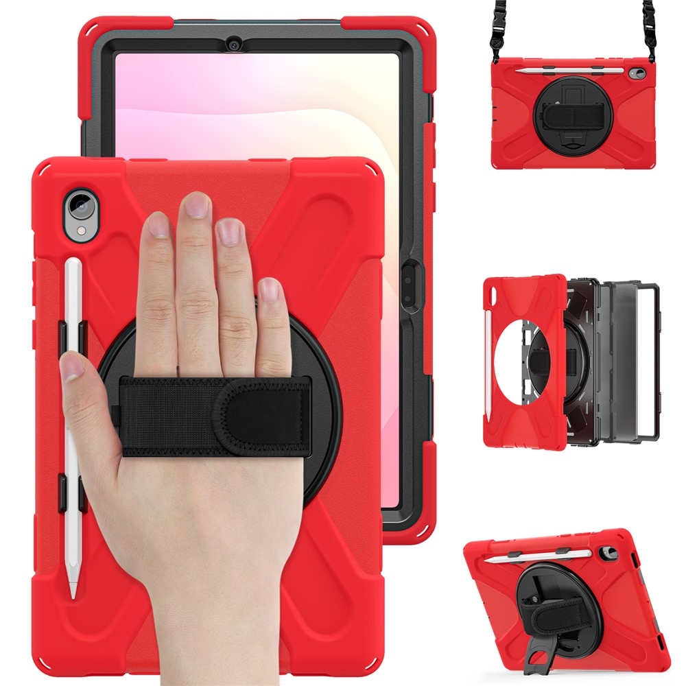 Strapabíró borító kéztartóval és vállpánttal Samsung Galaxy Tab S11 - piros