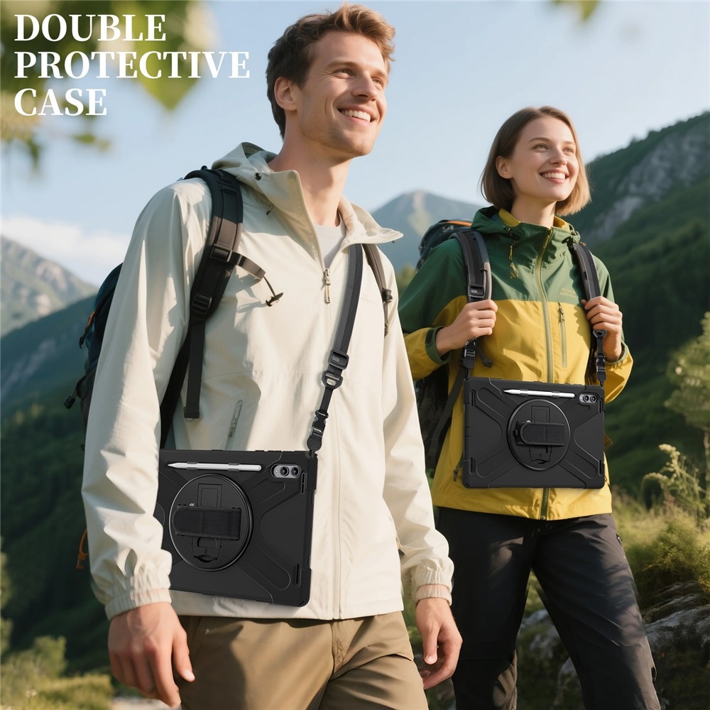 Strapabíró borító kézi tartóval és vállpánttal Samsung Galaxy Tab S11 Ultra - fekete