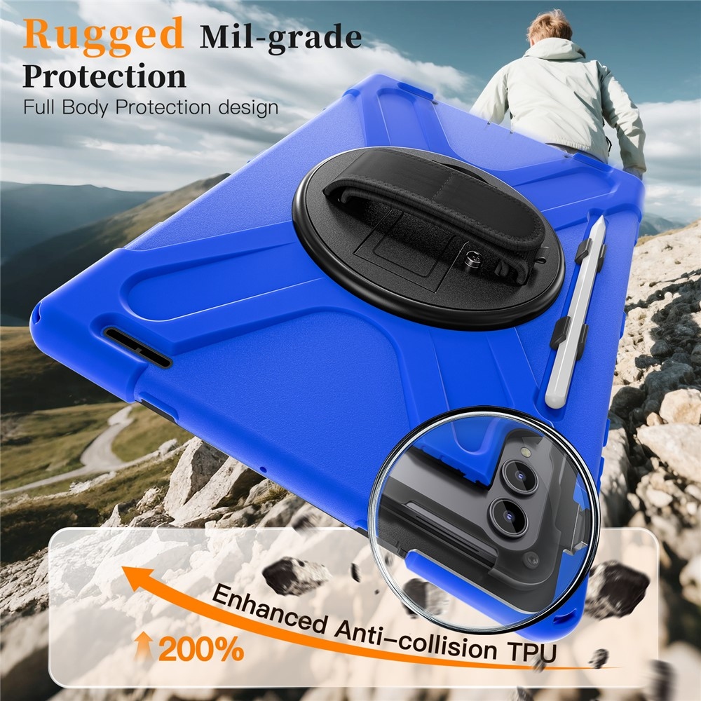 Strapabíró borító kéztartóval és vállpánttal Samsung Galaxy Tab S11 Ultra - kék