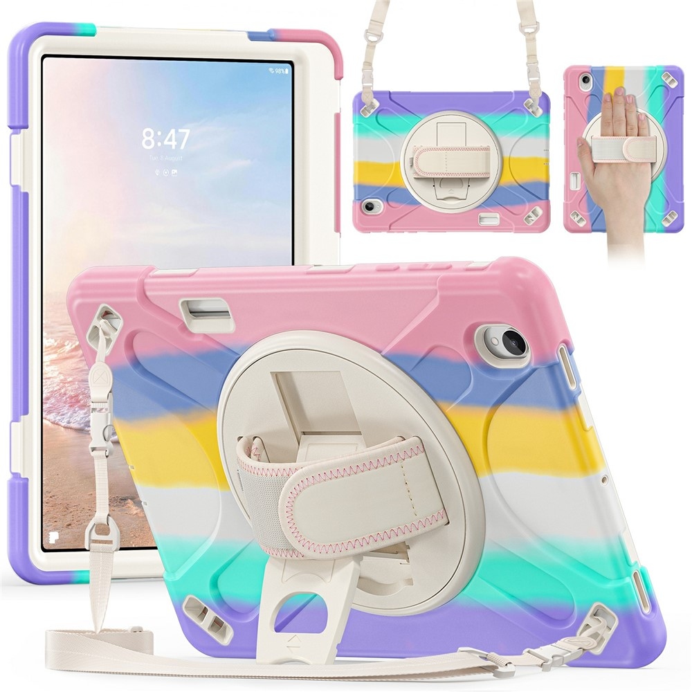 Strap strapabíró tok kézfogantyúval és vállpánttal a Samsung Galaxy Tab S12+ készülékhez – színes csíkokkal