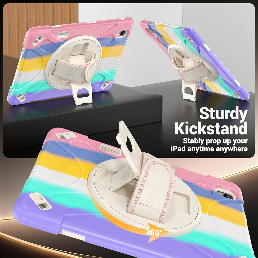 Strap strapabíró tok kézfogantyúval és vállpánttal a Samsung Galaxy Tab S12+ készülékhez – színes csíkokkal