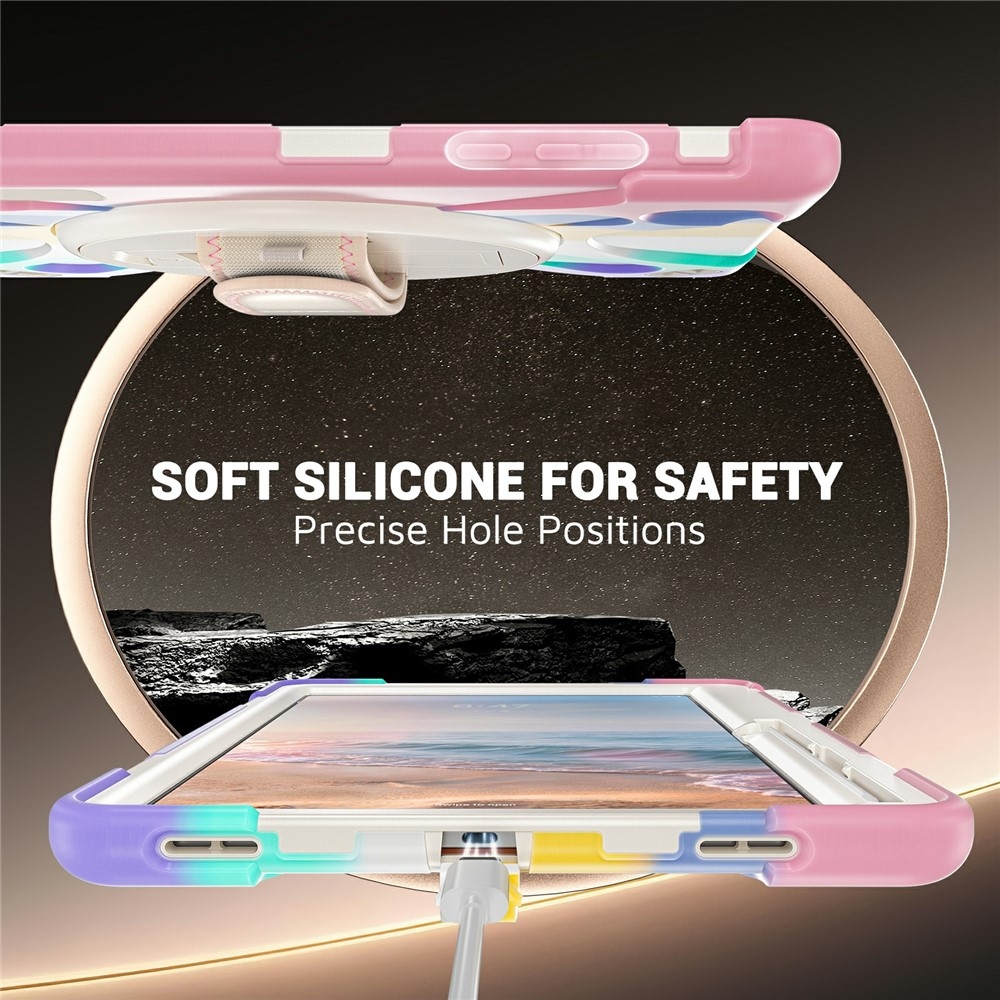 Strap strapabíró tok kézfogantyúval és vállpánttal a Samsung Galaxy Tab S12+ készülékhez – színes csíkokkal
