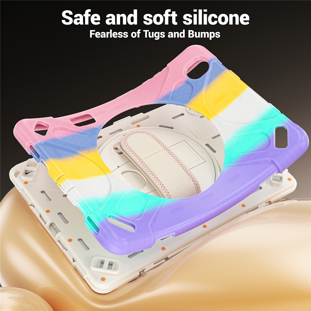 Strap strapabíró tok kézfogantyúval és vállpánttal a Samsung Galaxy Tab S12+ készülékhez – színes csíkokkal