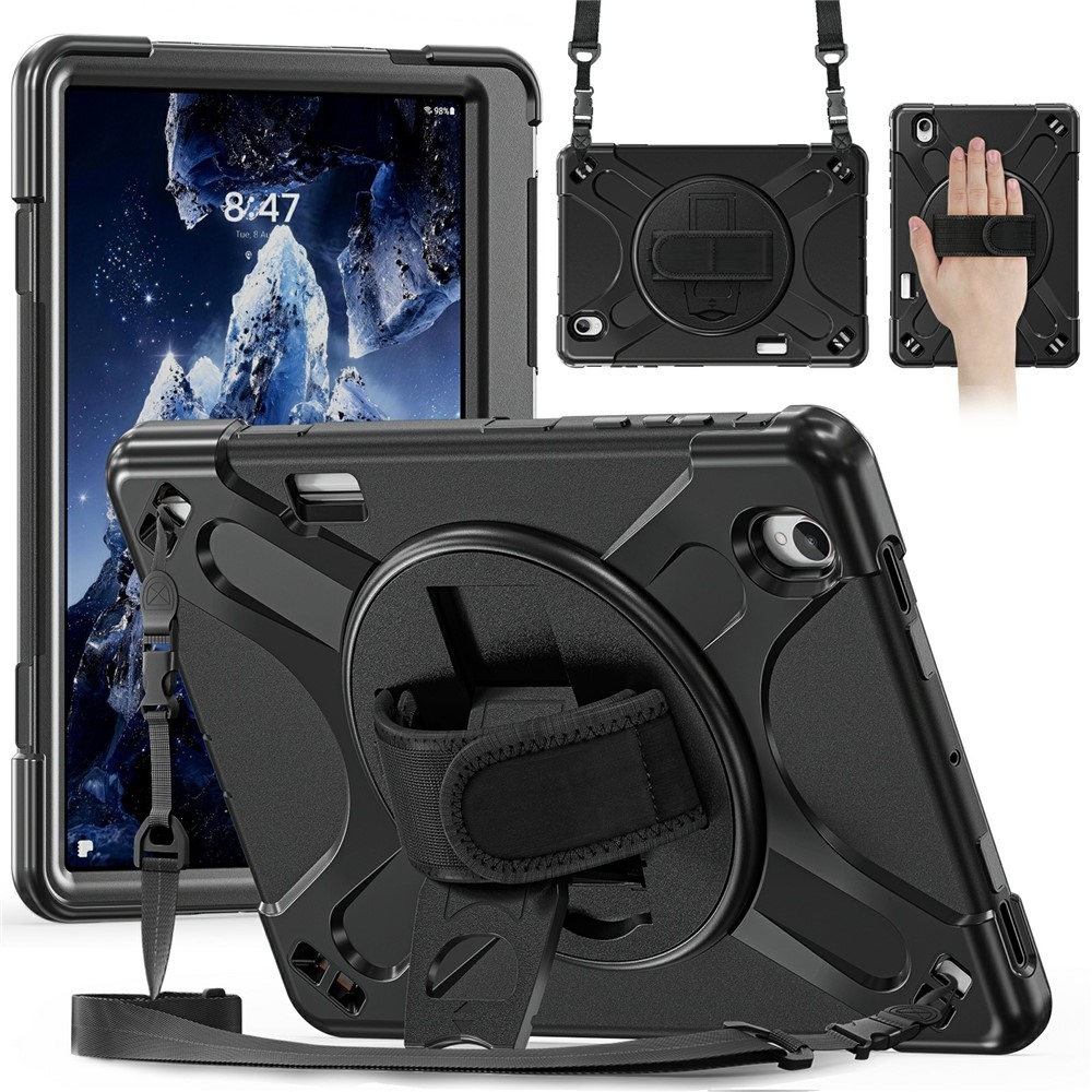 Strap strapabíró tok kézfogantyúval és vállpánttal a Samsung Galaxy Tab S12+ készülékhez – fekete