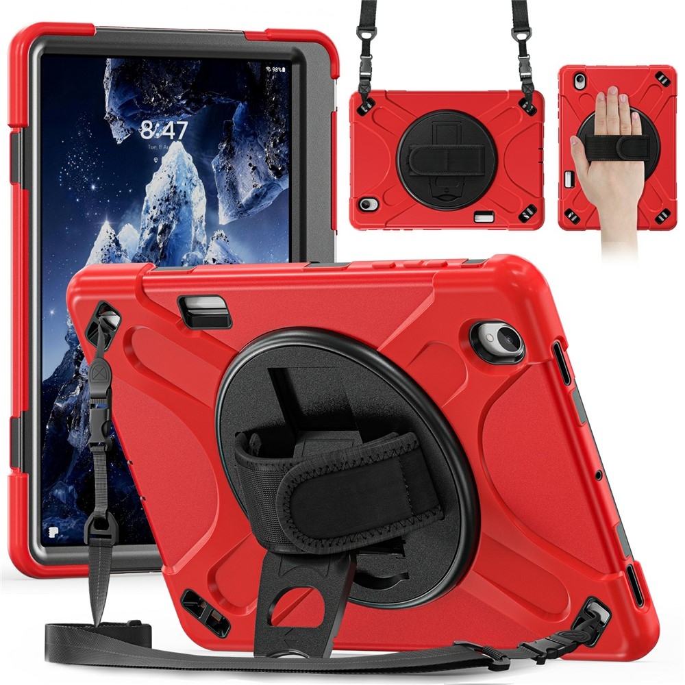 Strap strapabíró tok kézfogantyúval és vállpánttal a Samsung Galaxy Tab S12+ készülékhez – piros