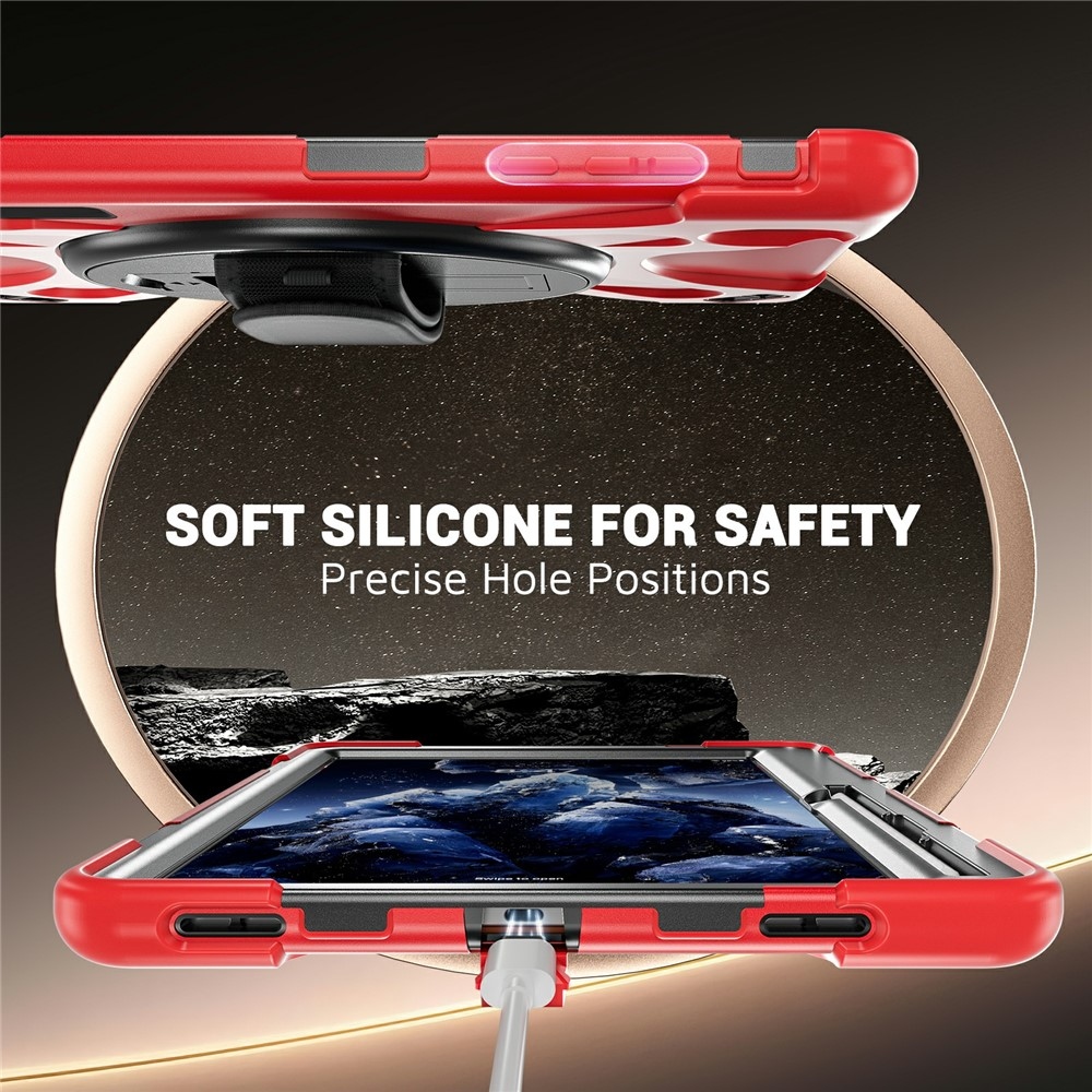 Strap strapabíró tok kézfogantyúval és vállpánttal a Samsung Galaxy Tab S12+ készülékhez – piros