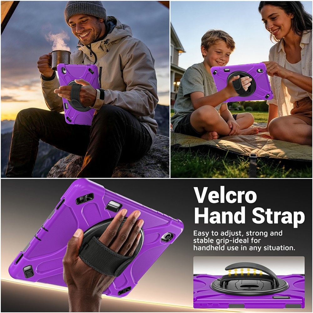Strap strapabíró tok kézfogantyúval és vállpánttal a Samsung Galaxy Tab S12+ készülékhez – lila