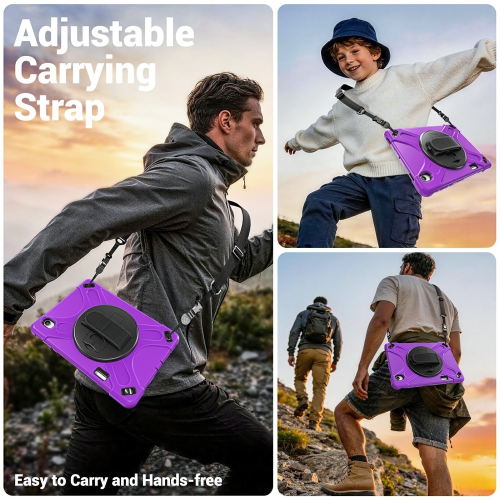 Strap strapabíró tok kézfogantyúval és vállpánttal a Samsung Galaxy Tab S12+ készülékhez – lila