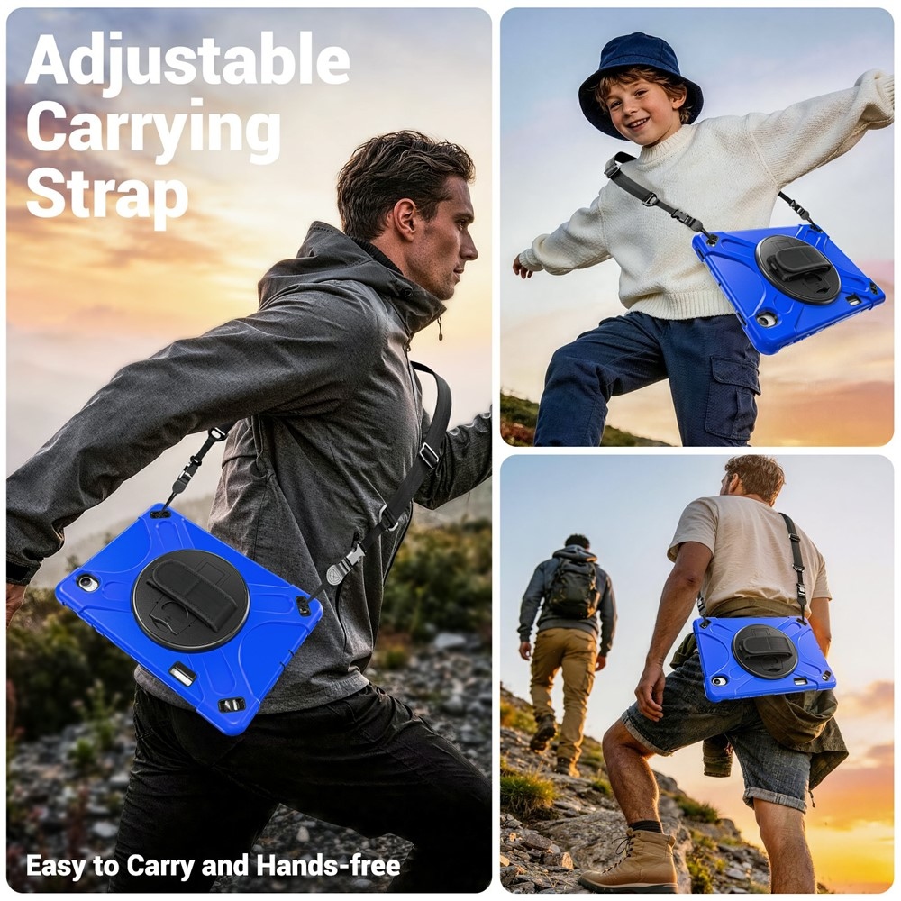 Strap strapabíró tok kéztartóval és vállpánttal a Samsung Galaxy Tab S12+ készülékhez – kék