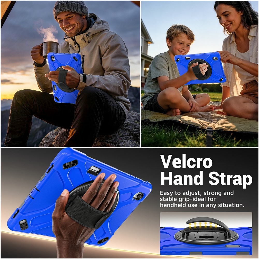 Strap strapabíró tok kéztartóval és vállpánttal a Samsung Galaxy Tab S12+ készülékhez – kék