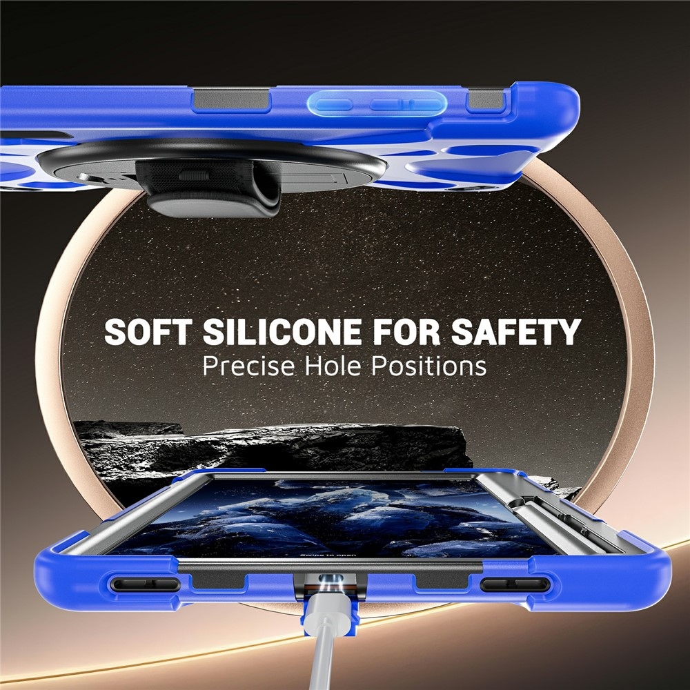 Strap strapabíró tok kéztartóval és vállpánttal a Samsung Galaxy Tab S12+ készülékhez – kék