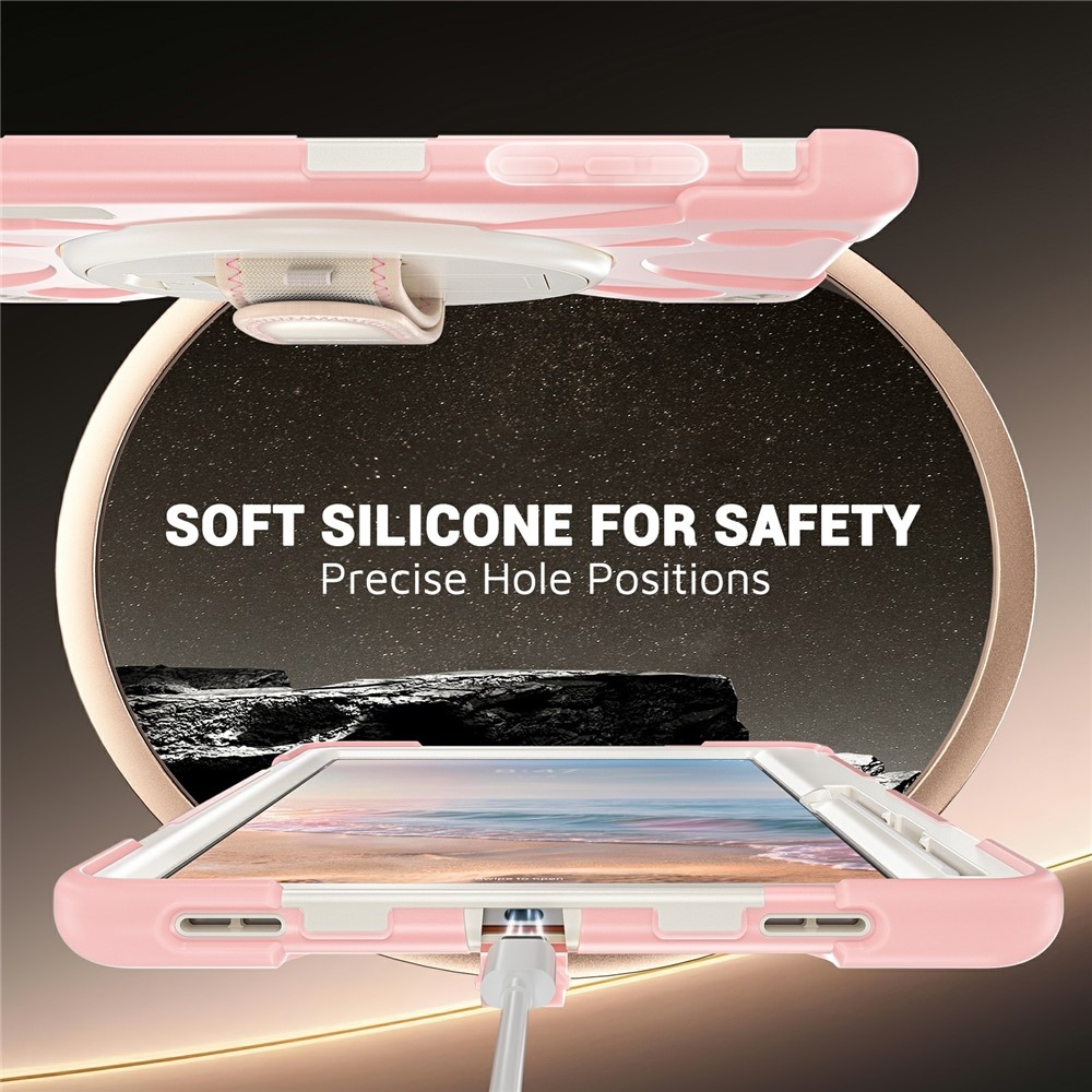 Strap strapabíró tok kézfogantyúval és vállpánttal a Samsung Galaxy Tab S12+ készülékhez – rózsaszín